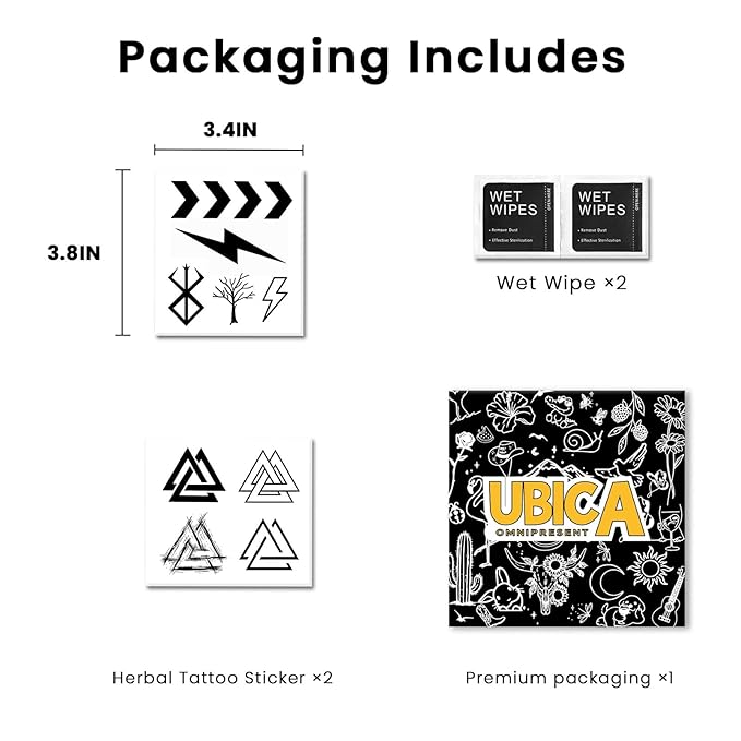 Tattoo Tech, 2 Sheets Black Thunder Ray Temporary Fake Tattoos For Men Arm Hand Neck, Semi Permanent Tattoo For Adults,Realistic, Waterproof and Non-Reflective,Minimalist Design, Last 2 Weeks