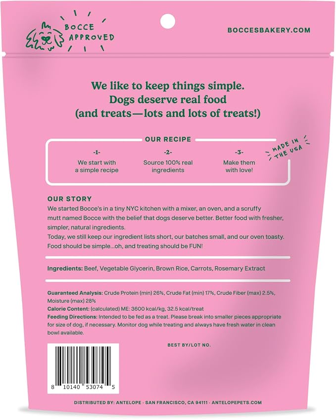 Bocce's Bakery Holly Jolly Holiday Flavor Jerky Stick Dog Treats, 4 oz | High-Protein, Wheat-Free, Limited-Ingredient Treats with No Added Salt or Sugar - Baked in The USA