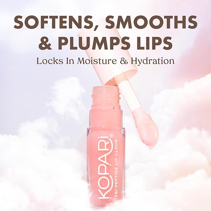 Kopari Tri-Peptide Lip Cloud, Infused with Ceramides & Hyaluronic Acid, Visibly Softens, Smooths, and Plumps Lips, Locks in Moisture & Hydration
