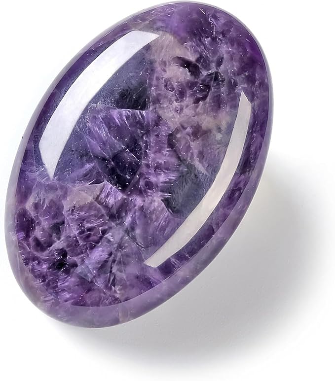 Large Amethyst Crystals Gemstone Polished Palm Stone Healing Crystals Thick Natural Reiki Worry Stone Energy Balancing Anxiety Stress Relief Meditation 1 Pc