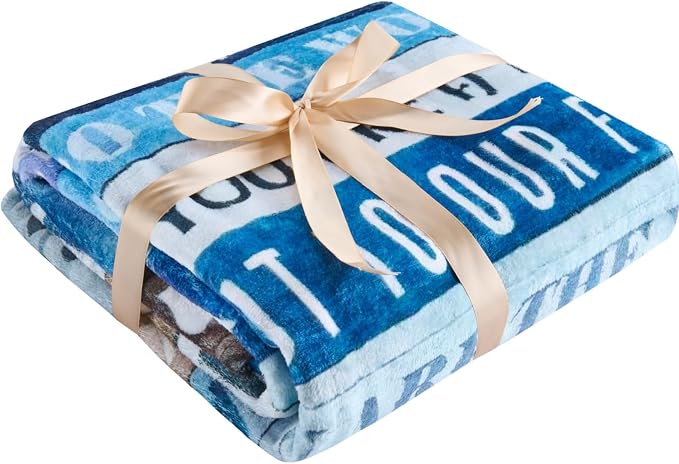 Blue Mother’s Day Blanket Gift for Mom – Soft Cozy Fleece Throw, Warm Inspirational Blanket for Mother, Birthday Gifts for Mom from Daughter & Son, Holiday, 50x60 inch