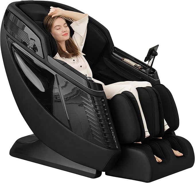 MERITLIFE 4D Massage Chair Full Body, Zero Gravity Dual SL-Track Power Shiatsu Massage Chair,Body Scan, Heating, 24 Auto Modes,Customized Massage(Dark Black)