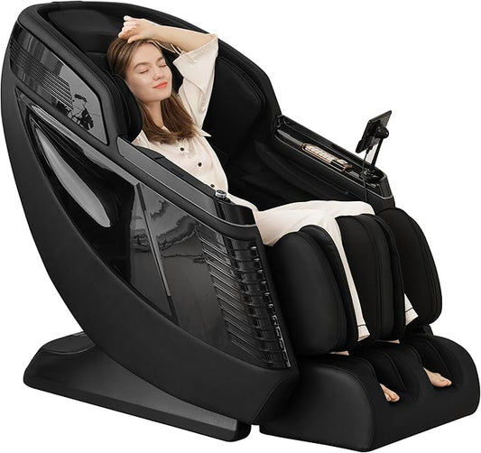 MERITLIFE 4D Massage Chair Full Body, Zero Gravity Dual SL-Track Power Shiatsu Massage Chair,Body Scan, Heating, 24 Auto Modes,Customized Massage(Dark Black)