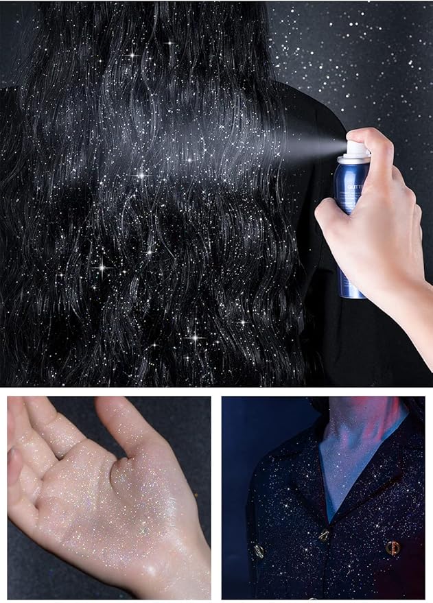 2 Pcs Body Glitter Spray, Perfect Body Glitter for Music Festival Stage Makeup and Festival Rave Shimmer Spray Highlighter Makeup.