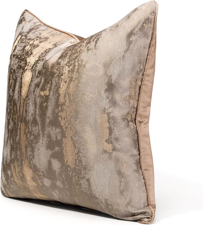 vctops Gold Decorative Luxurious Throw Pillow Covers Jacquard Square Cushion Cases Pillowcase for Bed Sofa Couch Chair Car Home Decor (Gold E,18"x18")