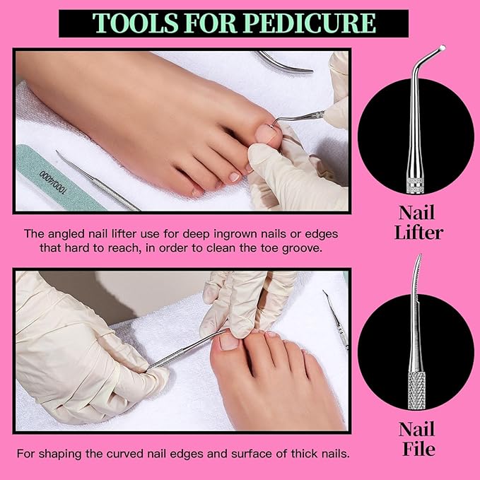 FANDAMEI Nail Care Kit, Nail Files 100/180, Nail Buffer Block, Cuticle Nippers, Cuticle Trimmer, Cuticle Pusher, Nail Tools, Nail Kit, Pedicure & Manicure Tools, Nail Prep Kit, Manicure Kit for Women