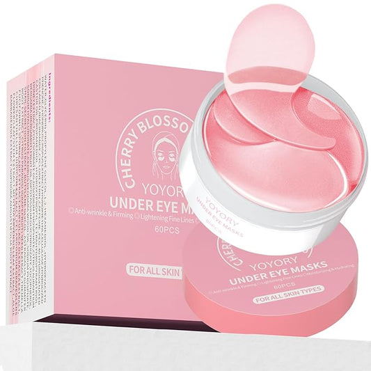 Under Eye Patches Masks - Eye Patch for for Dark Circles and Fine Lines,Puffy Eyes, Wrinkles, Eye Bags Treatment with Collagen and Hyaluronic Acid, Moisturizing and Hydrating Pink(60 Pcs)