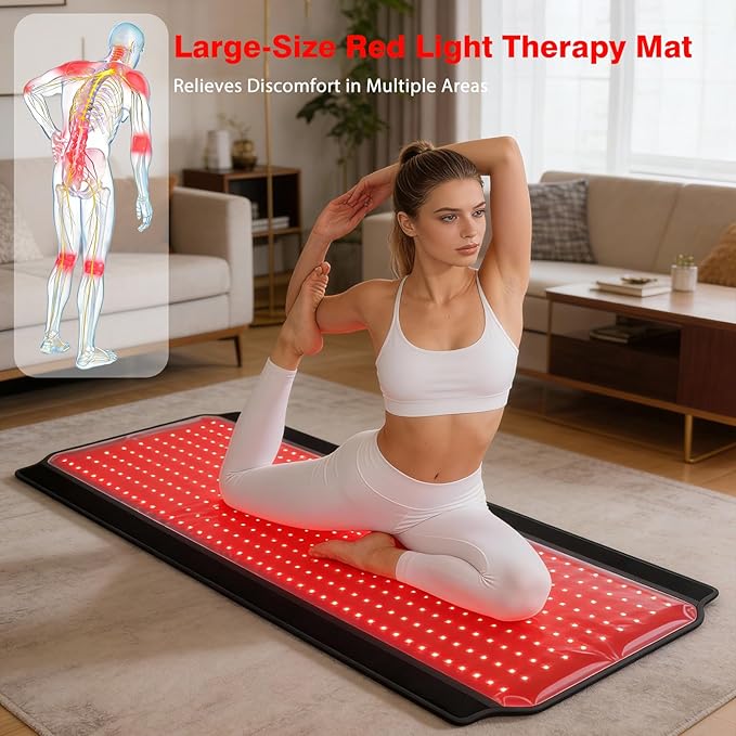 Red Light Therapy for Body, Red Light Therapy Mat with 3 Light Modes & 5 Working Modes, 600 LEDs redlight with 660nm & 850nm Dual Wavelength, Suitable for Men, Women, and All Types of Pets