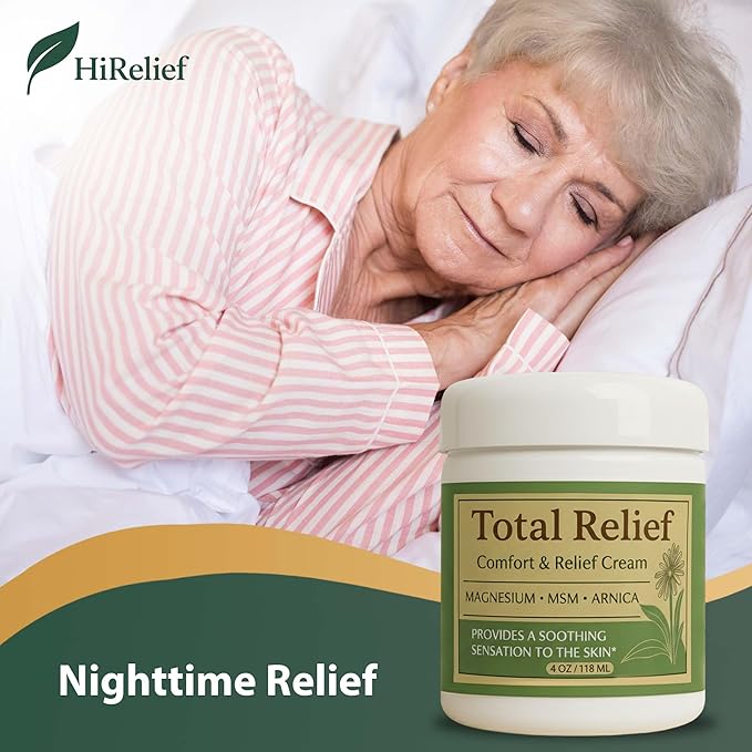 Total Relief Magnesium Cream for Comfort – Fast-Absorbing MSM & Arnica Cream for Healthy, Comfortable Nerves and Daily Comfort – 4 Fl Oz (Pack of 6)