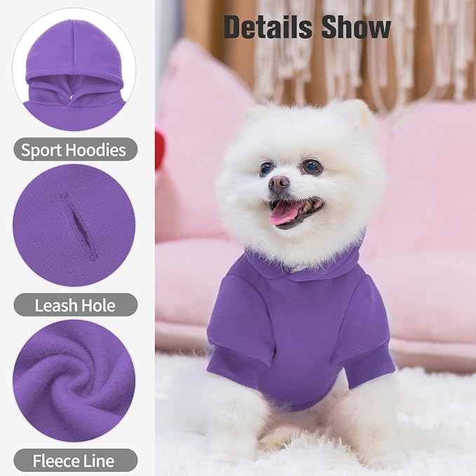 BINGPET Dog Hoodie for Large Dogs, Soft Pullover Pet Sweater | Warm Dog Sweatshirt Clothes, Winter Hooded Outfit for Girl Boy Dogs Puppy, French Pitbull Cold Weather Coats Wear, Purple XXL