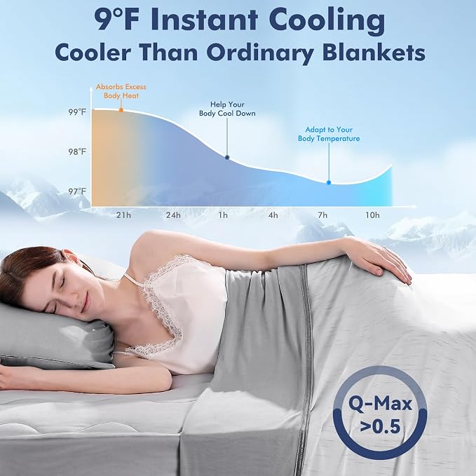 Elegear Double-Sided Arc-Chill® 3.0 Cooling Blanket for Hot Sleepers, Twin | Q-Max>0.5 Cooling Fabric, Absorbs Heat to Keep Body Cool, Lightweight Summer Blankets for Night Sweats & Menopause, 59"x79"