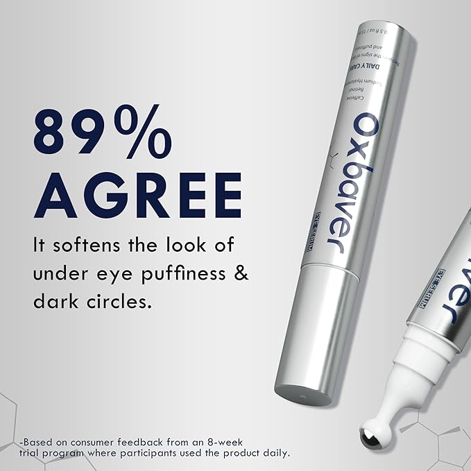 Eye Bags Treatment for Men, Caffeine Eye Serum for Men with Cooling Roller, Mens Eye Cream for Dark Circles and Puffiness, Under Eye Cream for Men, 2-Pack