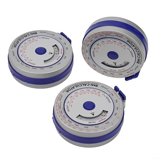 BMI Body Mass Index Tape Measure, Retractable Design with Lock Button, Plastic Material for Diet Fitness Tracking, 150cm/200cm Options(3PCS blue)