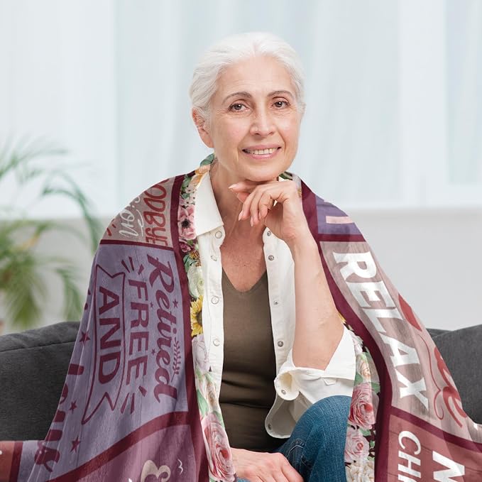 Retirement Gifts for Women 2026, Retirement Blanket 60"x50", Retired Gifts | Pink Retirement Gift for Woman, Happy Farewell Gifts for Coworker, Funny Going Away Throws for Mom, Teacher, Nurse, Female