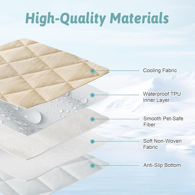 COZY KISS Dog Cooling Mat 82"x102" Q-Max>0.4, Extra Large Waterproof Cooling Dog Bed Cover, Leakproof Non-Slip Pet Mat, Furniture Protector Washable Cooling Blanket for XL Dogs, Sofa Cover (Beige)