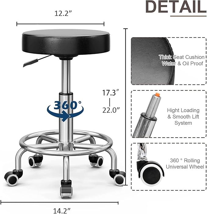Icoget Fully Electrical Massage Table Bed with Wheels and Stool, 3-Section Adjustable Medical Treatment Table for Clients, Esthetician Facial Beauty Physiacl Therapy Bed for Spa, Exam, Black