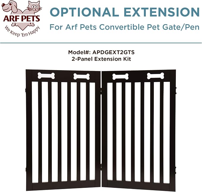Arf Pets Freestanding Dog Gate with Door, 4 Panel 360 configurable Wooden Fence, 80" Wide, 31.5" High, Set of Foot Supporters Included, for Indoor Use