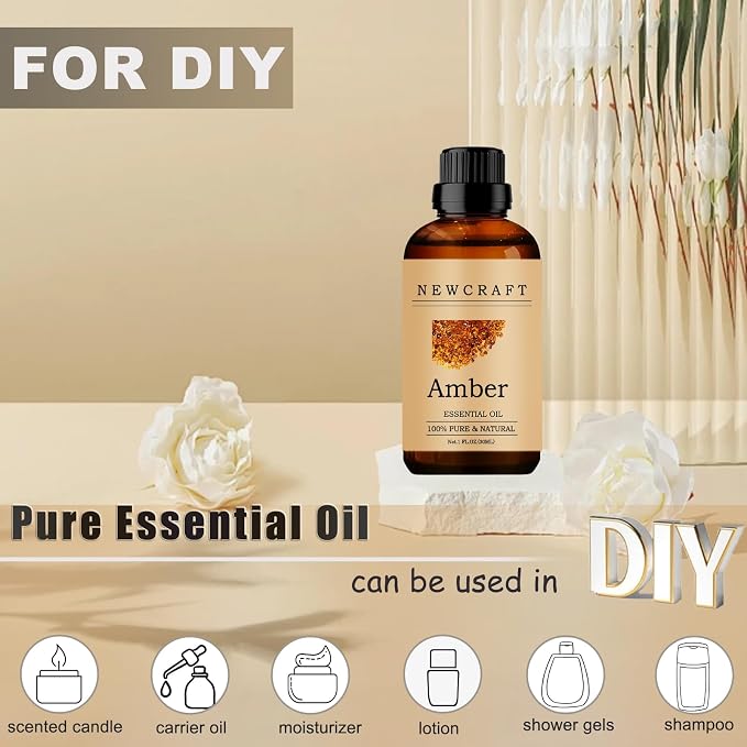 Amber Essential Oils, 100% Pure and Natural Essential Oil for Aromatherapy Diffuser - Amber/1 Fl Oz