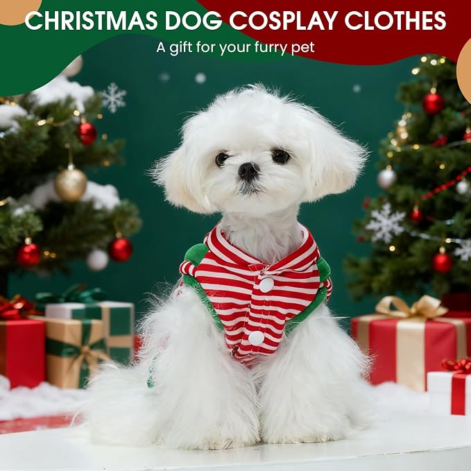 Dog Christmas Costume Outfit, Cute Reindeer Costume for Small Medium Dogs Cats, Funny Puppy Cosplay Clothes, Festive Pet Christmas Sweater for Winter Parties & Photo Shoots