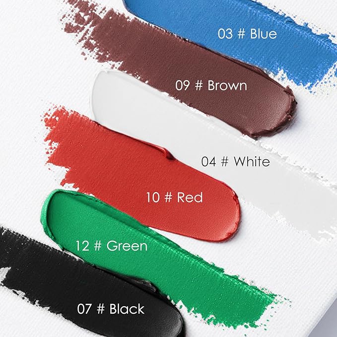 2Pcs Red Face Body Paint Stick, Easy to Blend Face Body Paint for Baseball/Football/Halloween/Costume Vampire/Joker/Clown Makeup Cream Red Eye Black