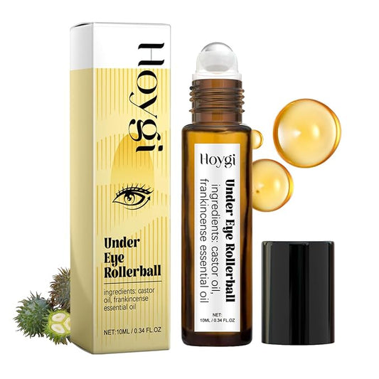 Castor Oil and Frankincense Eye Roller for Dark Circles, Puffy Eyes, and Wrinkles, Anti Aging Eye Serum Cream, 0.34 Fl Oz
