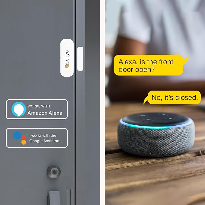 SEKYO Smart Home Security Combo – 2‑Way Video Calling Pet Camera with 2.8" Display + (4 Qty) Smart WiFi Door & Window Sensors | 1080P, 360° PTZ, App Control, Tuya Smart Life, Works with Alexa/Google H
