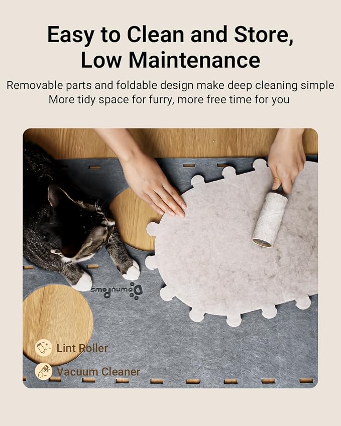 DownyPaws Cat House for Indoor Cats, 2-Storey Cat Bed Cave, Light Gray | Cat Hideaway Enclosed Bed,Cave Hideout Fort, Kitten Houses for Large Cats,Hide Box Bed Multicats Scratch Resistant