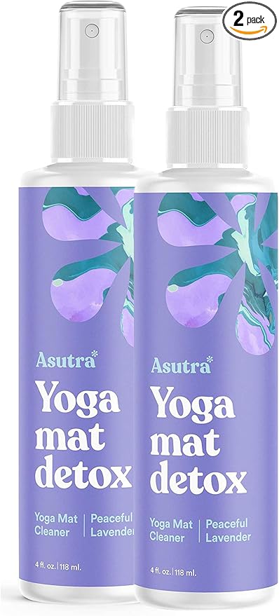 ASUTRA Yoga Mat Cleaner Spray Bundle (Peaceful Lavender), 4 fl oz (Pack of 2) - No Slippery Residue, Organic Essential Oils, Deep-Cleansing for Fitness Gear & Gym Equipment