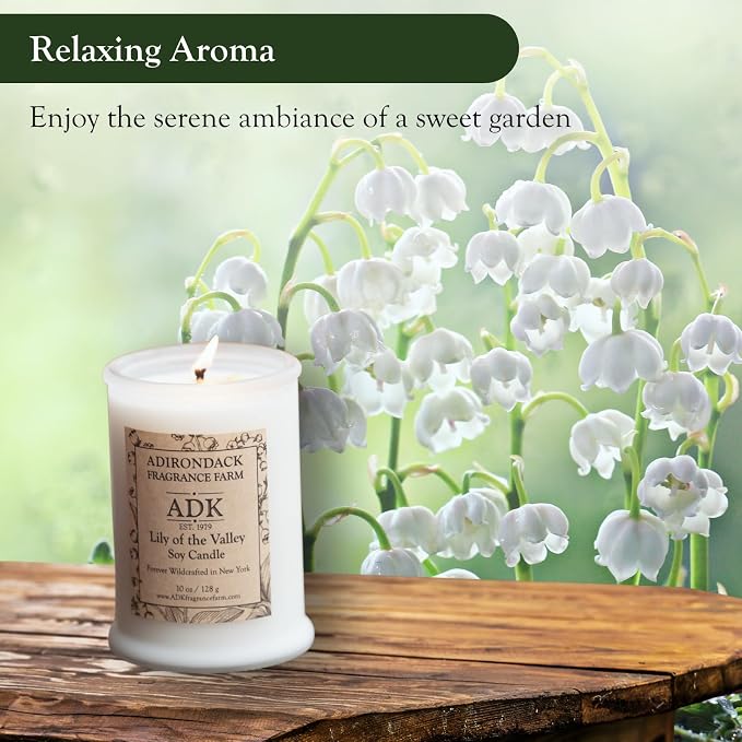 Adirondack Fragrance & Flavor Farm Lily of The Valley Scented Candle 10 Oz | Proudly Poured in The USA, Natural Aromatherapy Wax for Relaxation, Home Décor, Kitchen, Gift and Living Spaces