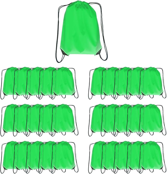 Drawstring Backpack Bulk 30 packs Draw String Backpack Bags DIY Gym Sports trip Traveling Yoga ride Pedestrianism Cinch Bag Sackpack Drawstring (green)