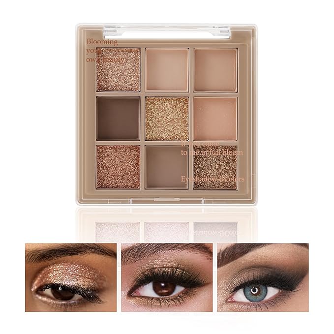 Boobeen Nude Eyeshadow Palette - Matte and Shimmer Makeup, Highly Pigmented Creamy Eye Shadow Powder, Create a Neutral Eye Look, Long Wearing