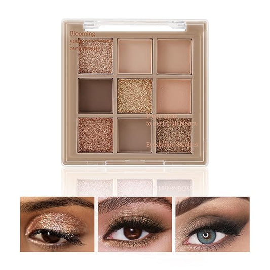 Boobeen Nude Eyeshadow Palette - Matte and Shimmer Makeup, Highly Pigmented Creamy Eye Shadow Powder, Create a Neutral Eye Look, Long Wearing