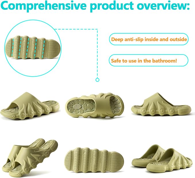 Plantar Fasciitis Relief Foot Massager for Plantar Fasciitis Shoes Women Acupressure Massage Slippers Reflexology Sandals Relaxation Gifts for Mom Dad Parents (Green,women7-8/men 6.5-7.5)