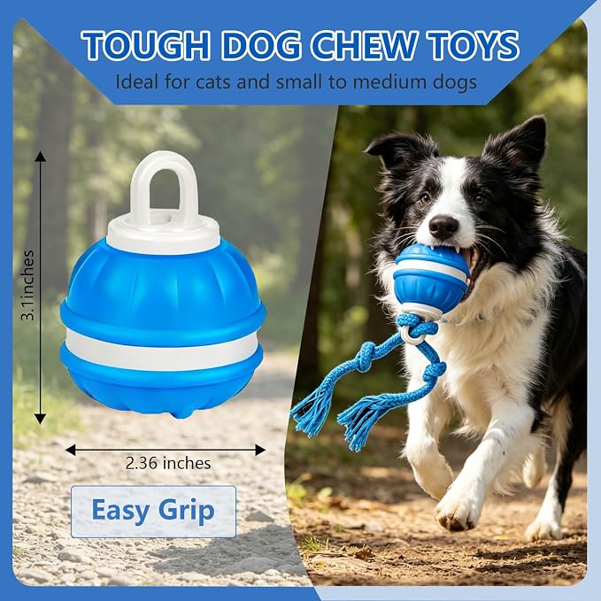 Interactive Dog Ball, 360° Self-Moving, USB-C, LED and Squeaker