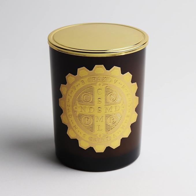 SAINT Benedict Scented Candle with Prayer and Prayer Coin | Saint of Peace and Protection from Evil - Soy Coconut Aromatherapy Candle with 80 Hour Burn Time, Special Edition