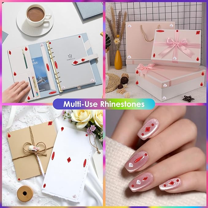 Erythem Face Gems for Women 6 Sheets Red Face Jewels Stick On Self Adhesive Rhinestones Stickers for Halloween Makeup Music Festival Rave Party