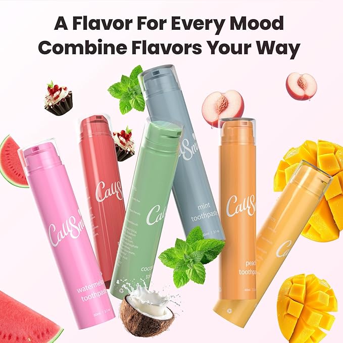 CALLSMILE Fruity Flavors Fluoride-Free Toothpaste, Easy-Press Pump, 60g, No SLS, Non-Toxic, No Sweeteners, for Adults & Kids, Gentle for Sensitive Teeth，Watermelon Flavor, ValentGine's Day Gifts