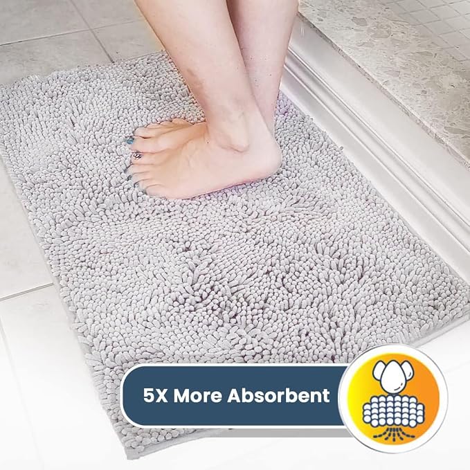 Muddy Mat® | Super Water Absorbent Door Mat Indoor, Microfiber Quick Dry Chenille Entryway Rug, Slip Resistant Front Door Mat, Indoor Mats for Entryway, Machine Washable Pet Rug, White 22" x 36"