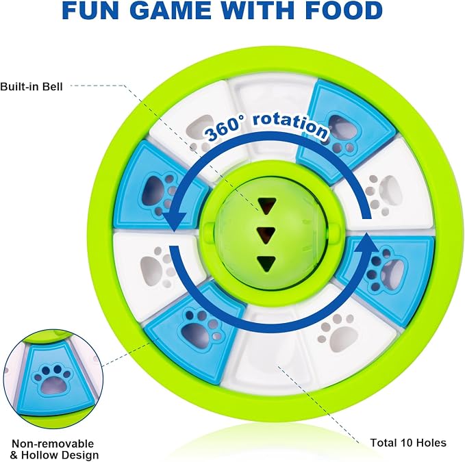 Interactive Dogs Toys for Slow Feeder, Pets Puzzle Feeders for Food Dispenser, Cat Treat Puzzle Feeder for Medium Small Dogs Cats IQ Training Reducing Boredom Intelligence Improving (Green)