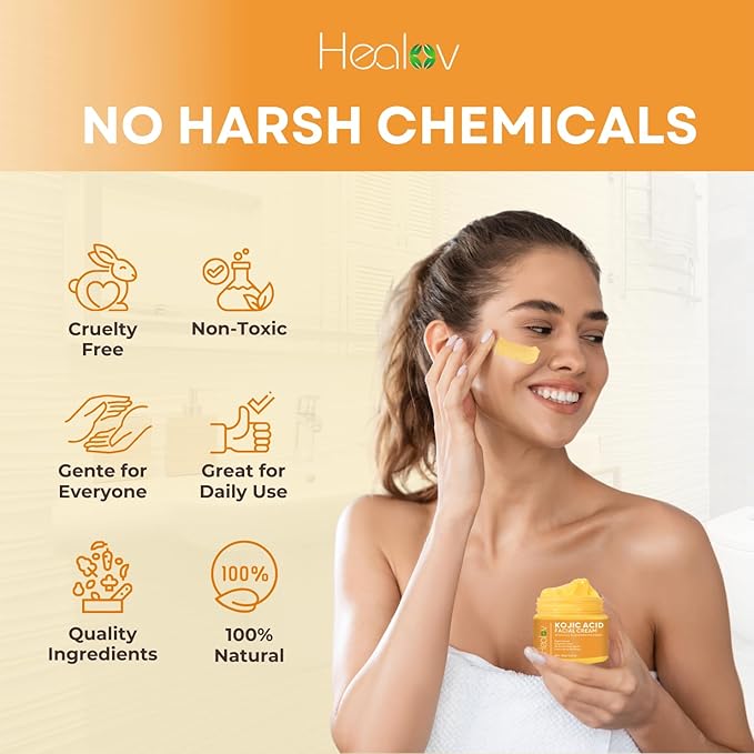 Kojic Acid Cream – Skin Brightening Cream for Age Spots, Hyperpigmentation, Intimate Areas – Dark Spot Remover, Reduces Acne, Scars, and Evens Tone – Kojic Acid Lotion for Brighter, Glowing Look