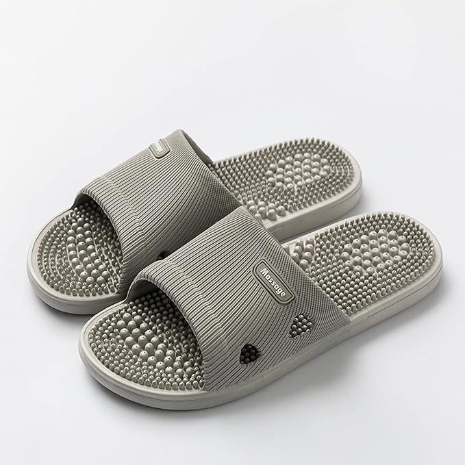 Acupressure Massage Slippers for Plantar Fasciitis for Women Acupuncture Slippers Arthritis Neuropathy Pain Relief Non-Slip Massage Sandals Women Stress Relief Gifts for Bath (US Men 7.5-8.5, Grey)