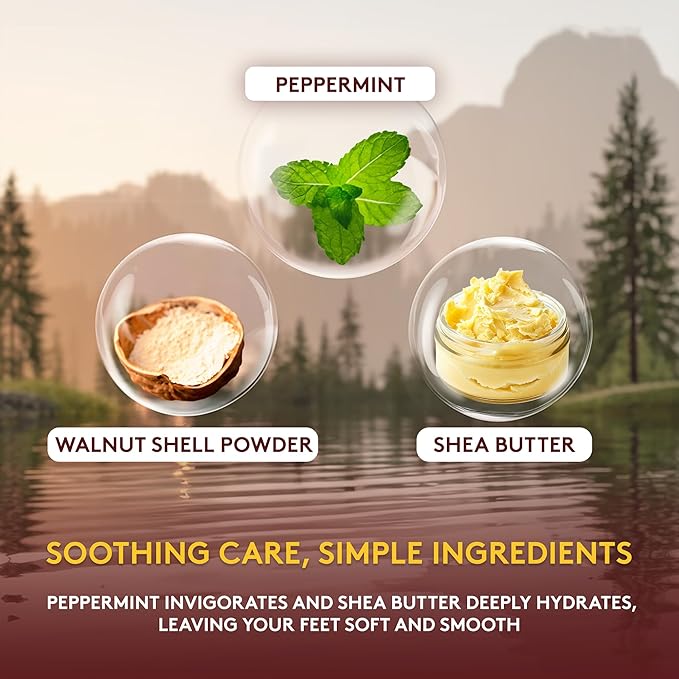 OKAY Peppermint Foot Scrub - Exfoliating Foot Scrub, Foot Exfoliator, Great for Cracked Heels, Pedicures, Dead Skin Remover, Exfoliant for Calluses, Moisturizer for Dry Skin - 6 Oz (Pack of 1)