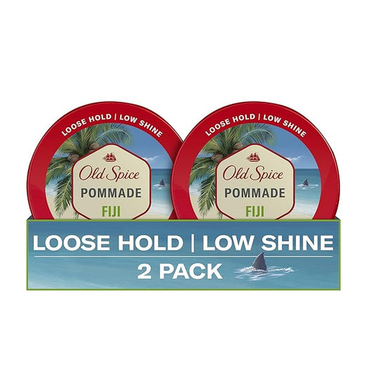 Old Spice Fiji Pomade for Men, Loose Hold, Low Shine, Men's Hair Styling, 2.22 Oz Each, Twin Pack