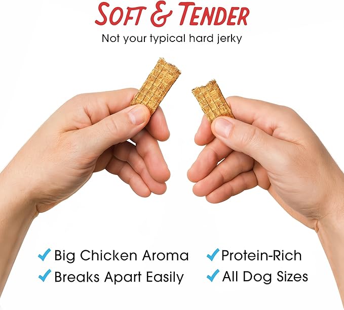 Farmland Traditions Dogs Love Chicken Jerky Dog Treats, Premium Two-Ingredient Dog Jerky with USA-Raised, Human-Grade Chicken & No Antibiotics Ever, 1 Pound (Pack of 1) Bag