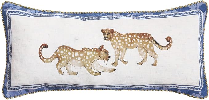 patdrea Designer French Vintage Linen Throw Pillow Cover,12"x28"-Fromm E | Elegant Decorative Pillow Case with Zipper,Leopard Pattern,Pillow Cover for Couch Living Room Bedroom Sofa