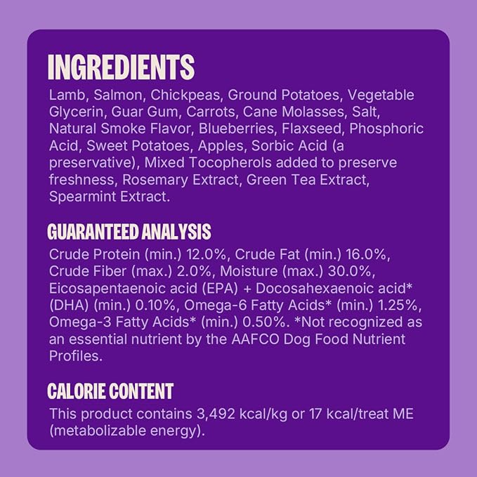 Wellness Soft Puppy Bites Dog Training Treats, Natural, Grain Free, Lamb and Salmon Recipe, 3 oz Bag (Pack of 2)