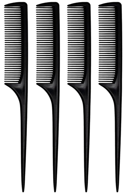 4 Pcs Rattail Combs for Women -Fine Tooth Styling Comb with Ergonomic Handle, Anti-Static Heat-Resistant Professional Hair Parting Tools for Smooth Detangling, Updos & Salon-Perfect Hairstyles.