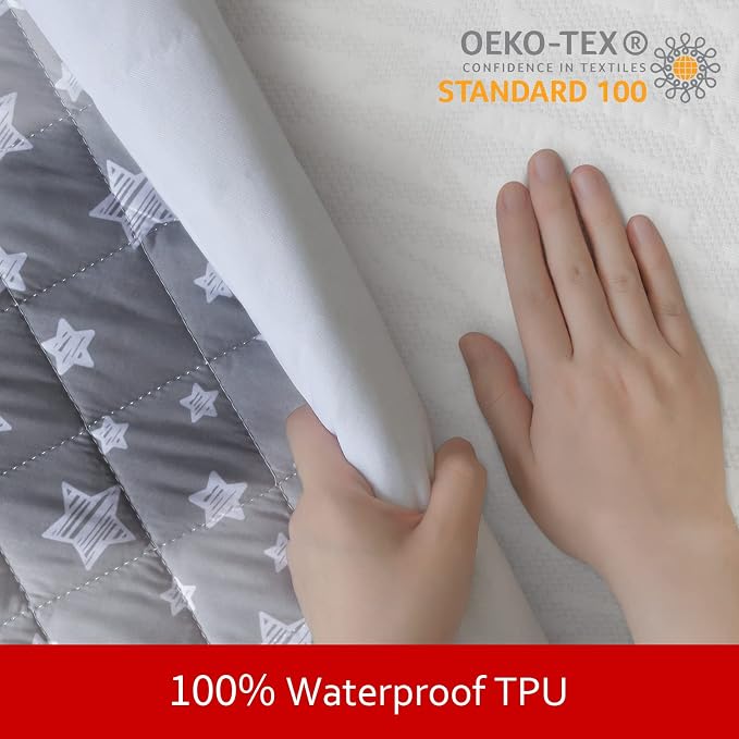 Waterproof Dog Bed Covers Replacement Lovely Grey Star Print, 35x44 Inches | Washable Pet Hair Easy to Remove, Noiseless Quilted Puppy Pet Bed Cover, for Dog/Cat, Cover Only