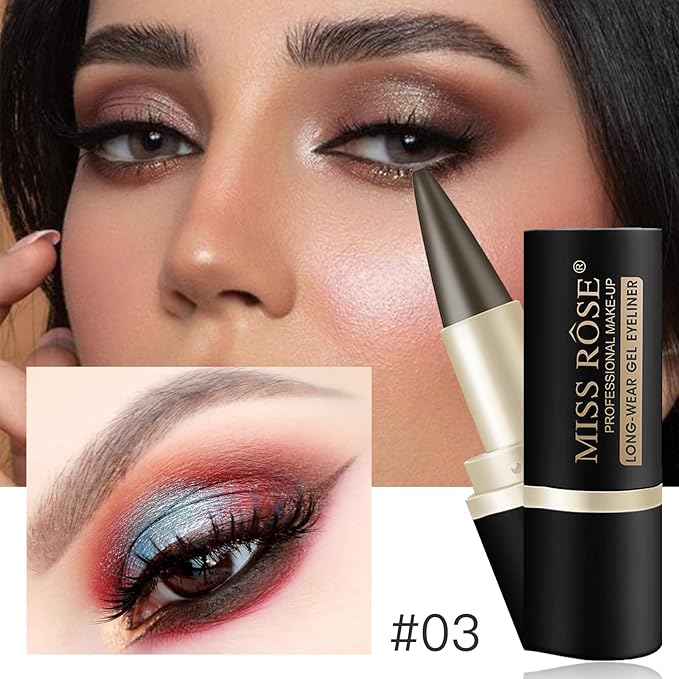 2 Pcs Brown Gel Cream Eyeliner Set, Tool Smudge Proof and Waterproof Matte Quick Dry Brown Eye-liner Pencil Tattoo Eyeliner Pen Stick Makeup for Women