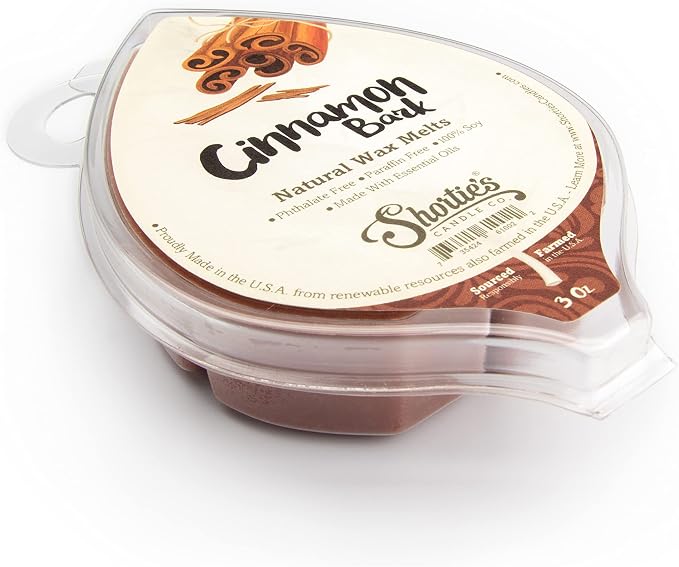 Shortie's Candle Company Cinnamon Bark Natural Soy Wax Melts - 1 Highly Scented 3 Oz. Bar - Made with 100% Soy and Essential Fragrance Oils - Phthalate & Paraffin Free, Vegan, Non-Toxic